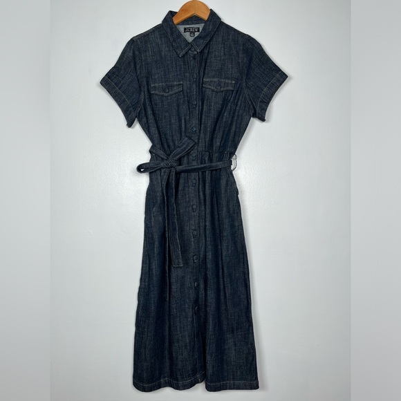 J.Crew Women’s Size 8 Denim Jean Short Sleeve Tie Waist Mini Dress - Picture 5 of 16